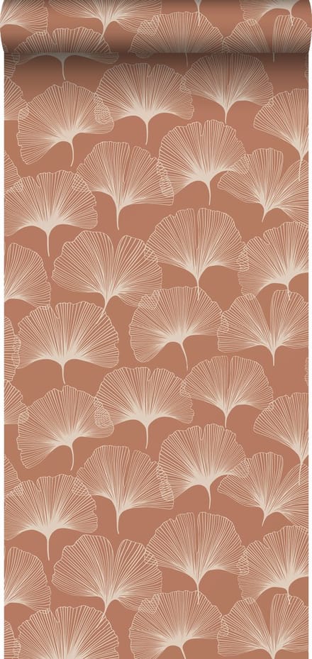 ESTAhome behang ginkgo bladeren terracotta - 53 cm x 10.05 m - 139371