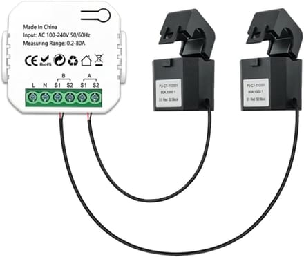 Slimme Zigbee Energiemeter 80A met Klemmen voor Energieverbruik Meten