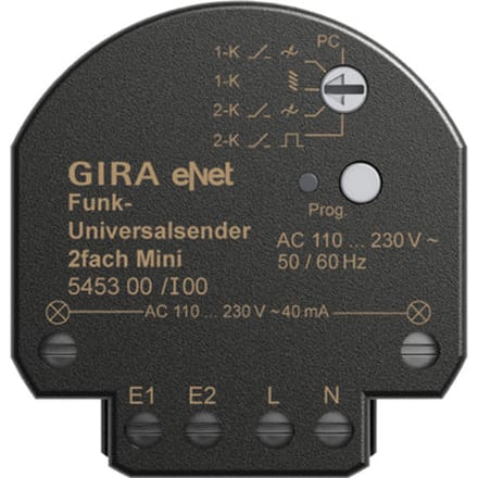 Gira ENet 2-Kanaals Mini Universeel Draadloos Zender - 545300