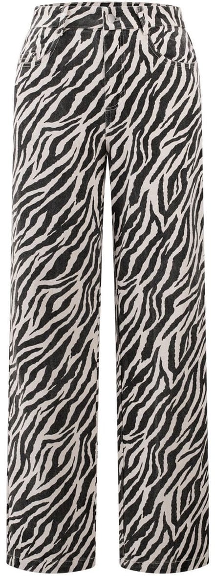 Modieuze Rechte Katoenen Vrouwenbroek met Zebraprint - Maat S