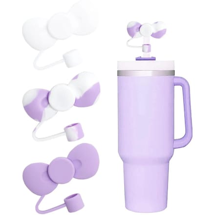 Couvercles de paille en forme de nœud mignon, compatibles avec les gobelets de 30 et 40 oz, couvercles réutilisables en silicone pour protéger les pailles 3PCS E