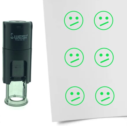 CombiCraft Stempel Smiley Weird 10mm rond - Groene inkt