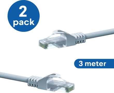 Danicom CAT6 UTP patchkabel - 3 meter wit - CCA - 2 stuks - netwerkkabel - internetkabel - UTP kabel - RJ45 - 1000 mbit/s