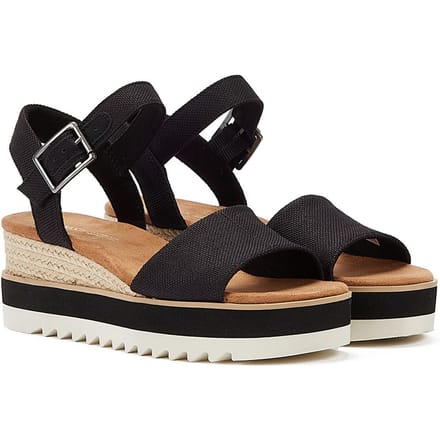 Toms Diana Sandalen - Met Sleehak - Dames - Zwart - Maat 36,5