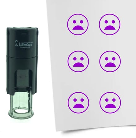 CombiCraft Stempel Smiley Geschokt 10mm rond - Paarse inkt