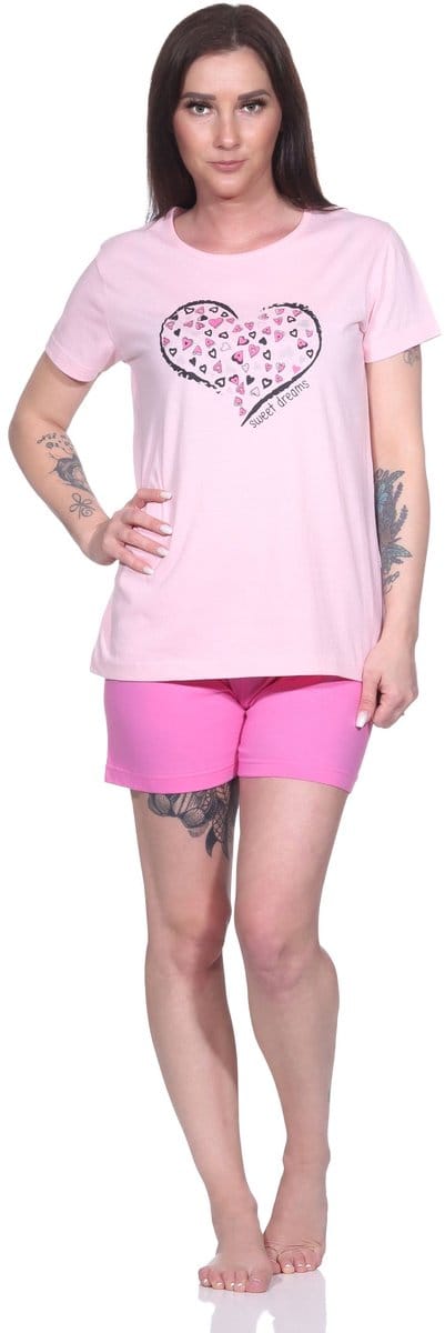 Dames capri pyjama, 3/4 capri pyjama met hartjespatroon