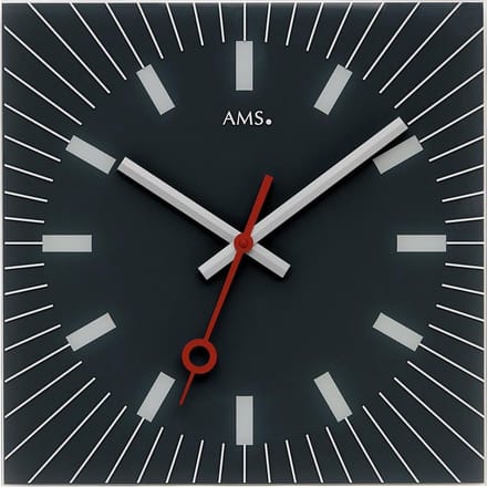 AMS 9575 Wandklok vierkant 35 x 35 cm antracietkleurig