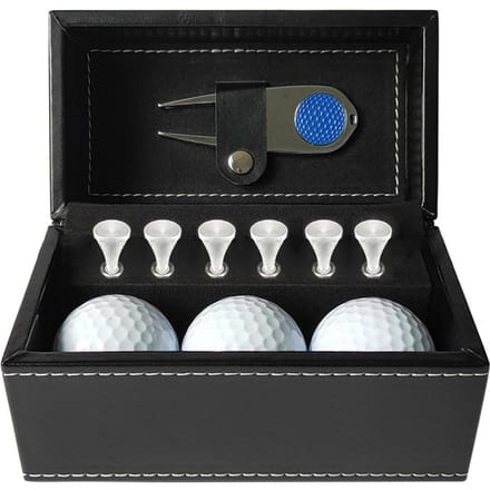 Golf Accessoires Cadeaubox met Bal Teehouder Hoedclip Golfer Cadeauset Kit black
