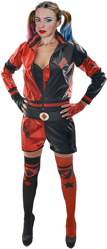 Harley Quinn kostuum volwassen rood/zwart - Maat S