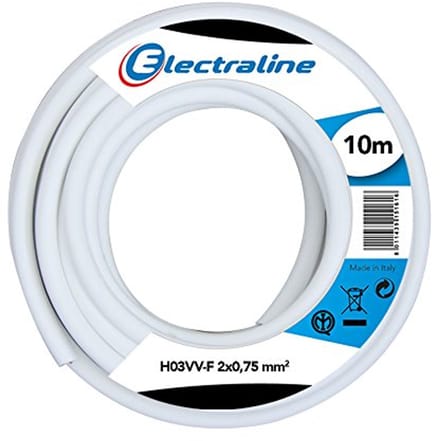 Kabelrol H03 VV-F - 2 x 0,75 mm² - 10 meter - Wit