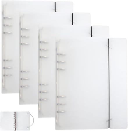 Navulbare A5 Ringband 4 Stuks - Hardplastic Notitieboek met 6-Ringen