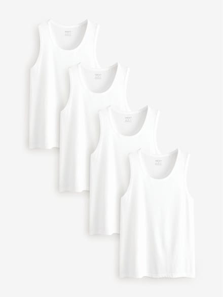 Next - Heren - Set van 4 katoenen hemdjes - Wit