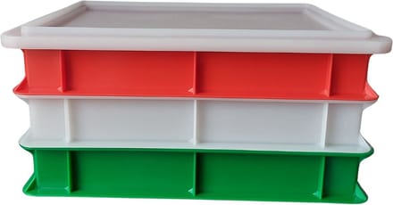 3 x Deegkrat - Pizza deegbakken 40x30x7cm Tricolore met 1 wit deksel