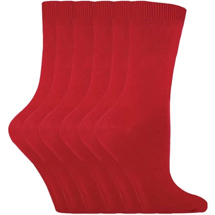 Set van 6 effen, casual katoenen damessokken - PL30 Rood
