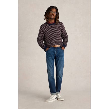 White Stuff Tuck Stitch Crew Plum Multi Maat: S | Sweaters Outlet | Heren | Paars