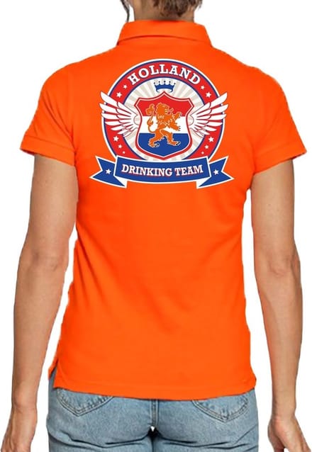 Holland Drinking Team poloshirt dames - dames polo - Koningsdag/supporters kleding S