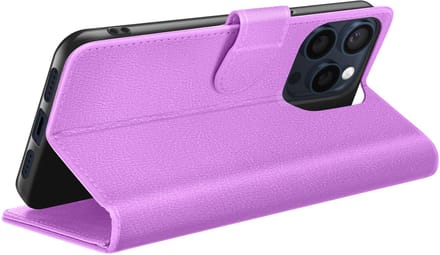Zanae, Hoesje geschikt voor iPhone 15 Pro - Wallet Case & Magneetsluiting, Paars