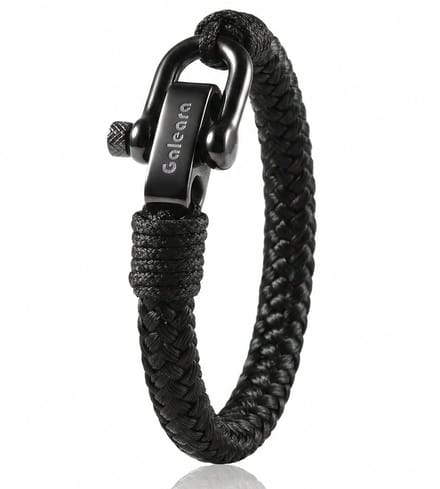 Touw armband Surfer Paracord Heren en Dames Galeara Mao zwart 21.5cm