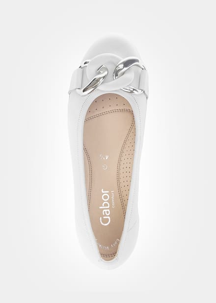 Ballerina's van leer met sierketting - wit - Gr. 40 van Goldner Fashion