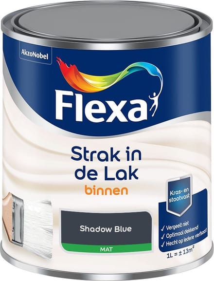 Flexa - Strak In De Lak Binnenlak Mat - Shadow Blue - Mengverf - 1 L