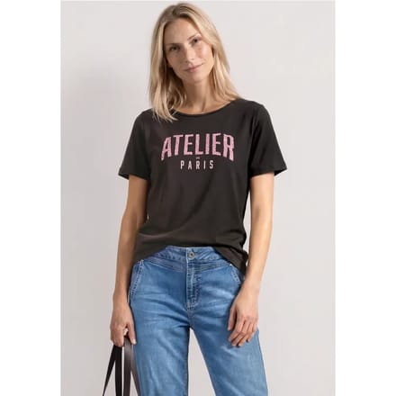 Shirt met ronde hals en opdruk op de voorkant