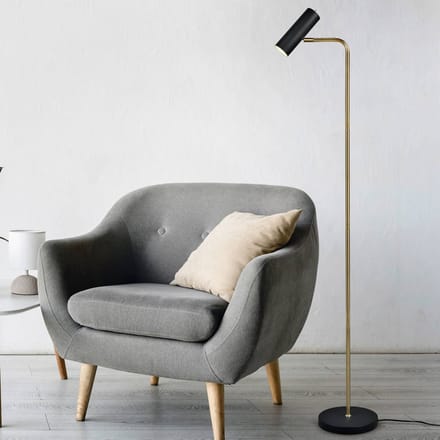 Trio Lighting Vloerlamp Marley, zwart/messing, hoogte 151 cm, metaal
