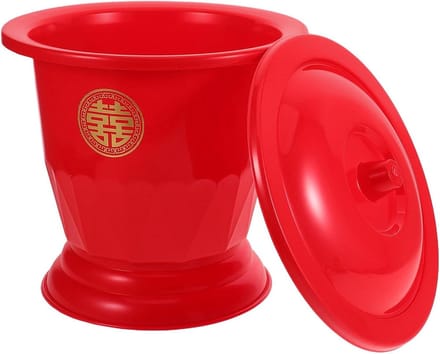 Draagbare Toiletemmer - Bedpan Urinecontainer - Thuiszorg Gebruik - Lichtgewicht Plastic - 28 x 26 x 26 cm - Rood