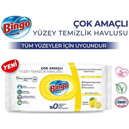 Bingo Clean Schoonmaakdoekjes (Gemengde set van 6) (Witte zeep/Citroen/Lavendel)