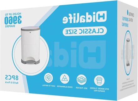 HIDALIFE Refills compatible with Dekor Classic Diaper Pails, Disposable Diaper Garbage Bags, Extra Thick Diaper Bucket Refill Liners, Hold up to 3960 Diapers (8 Pack)