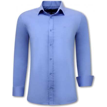 Luxe Blanco Heren Overhemden Lange mouw - Slim Fit - 3082 - Blauw
