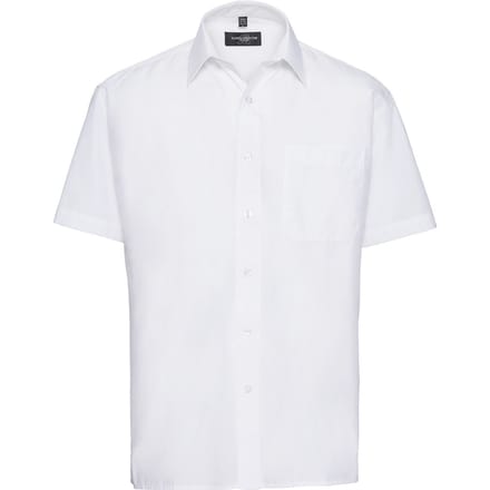 Russell Collection Heren Poplin Easy-Care overhemd met korte mouwen (Wit)