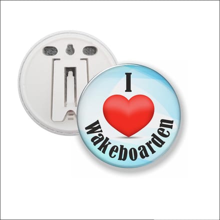 Button Met Clip 58 MM - I Love Wakeboarden