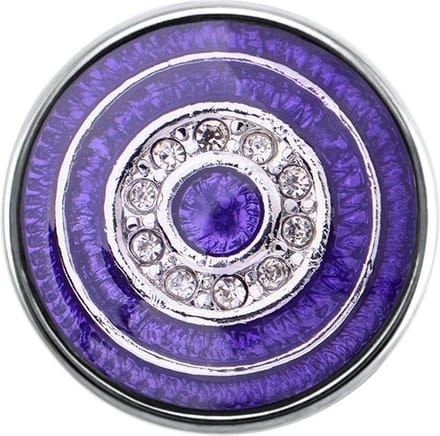 Quiges - Dames Click Button Drukknoop 18mm Cirkels Paars met Zirkonia - EBCM255