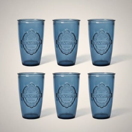 Dexam Sintra drinkglazen van recycleerd glas – Ink Blue – Set van 6