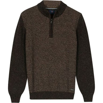 Baileys - Trui Donkerbruin Baileys Pullover 1/2 Zip 5gg, Single Knit, Front Part 2-col. Structure Trui Donkerbruin 528491