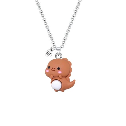 Bixorp BFF Ketting met Dinosaurus - Bruin - Schattige Dino met ei - 45cm + 5cm verstelbaar