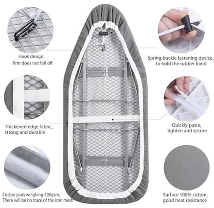 Gewatteerde strijkplankhoes 12,5" x 32" – Scorch Resistent, Katoen met Padding en Warmte Reflecterende Heavy Duty Pad