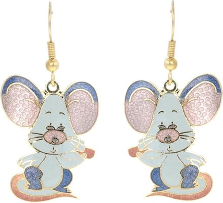 Behave - Oorhangers dames - muizenmotief - grijs - 4,5 cm