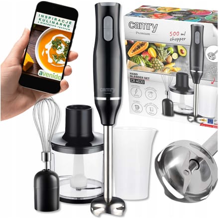 Camry CR 4630 800W staafmixerset: 500 ml versnipperaar, 700 ml beker met maatverdeling, Flutter