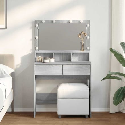 vidaXL - Kaptafel - met - LED - 80x41x134,5 - cm - grijs - sonoma - eikenkleurig