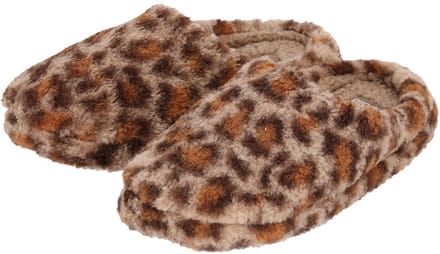 Apollo Instap sloffen - bruin - luipaard print - pantoffels - antislip zool 39-40