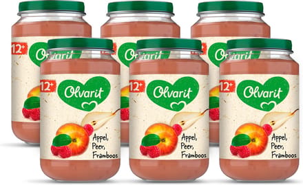 Olvarit Fruithapje 12+ Maanden – Appel Peer Framboos - 6 x 200g