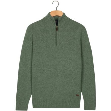 Baileys Trui Lambswool Half Zip Argyle Jacquard Knit Dark Forest / male