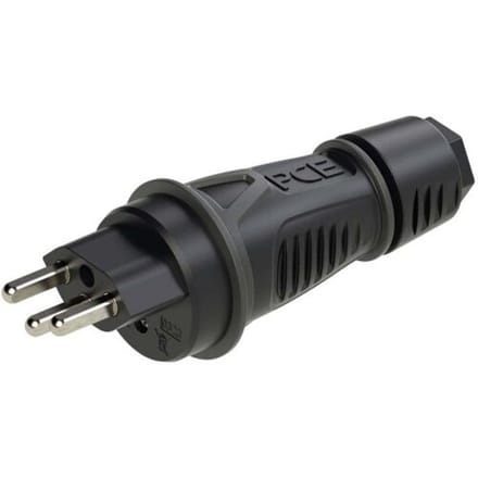 PC Electric 0323-ss Stekker met randaarde PA6, TPE 250 V Zwart IP55