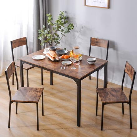 REDOM - Eettafelset Met 4 Stoelen - Ruimtebesparend - Minimalistisch - MDF En Staal - Bruin - 108 x 65 x 75 cm