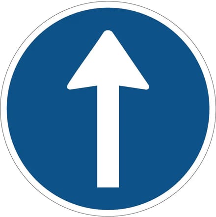 Verplichte rijrichting bord - D4 | gecoat dibond materiaal | 80 cm