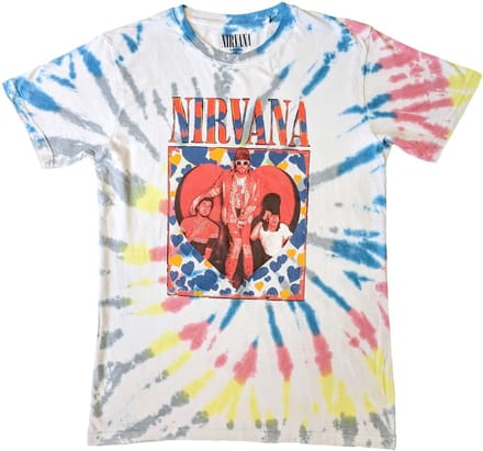 Nirvana - Heart Heren T-shirt - S - Wit/Multicolours