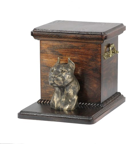 Elegante urn voor American Staffordshire Terrier met hondenbuste