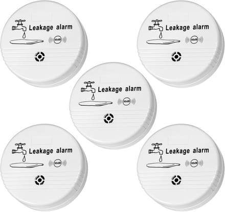 Watermelder 5 Stuks - Wateralarm Sensor - Lekkage Detectie - Dubbele Detectie Modi - 8x8x3 cm - Wit
