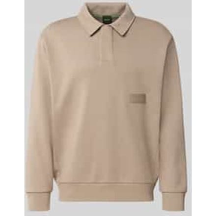 relaxed fit sweatshirt van katoenmix model 'SW_Placket Polo'